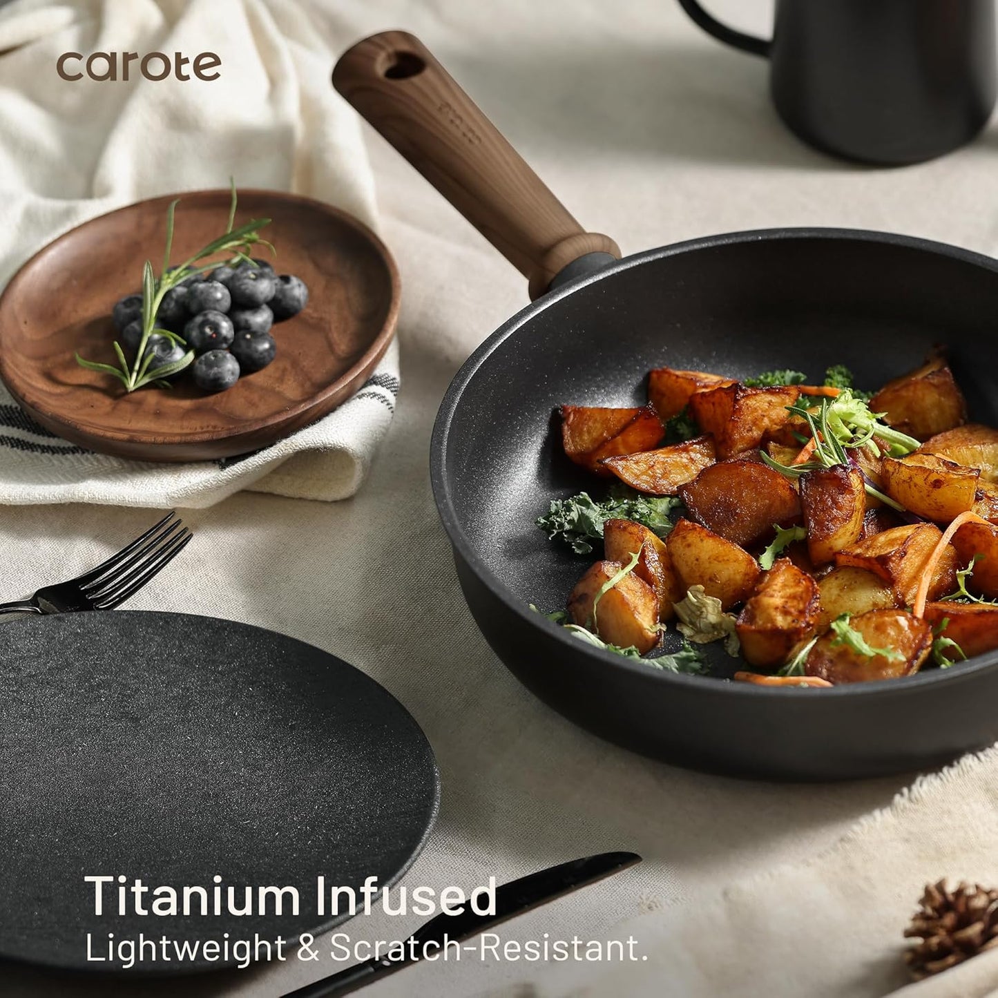 CAROTE 16-Piece Nonstick Cookware Set - Titanium Pots & Pans for Induction
