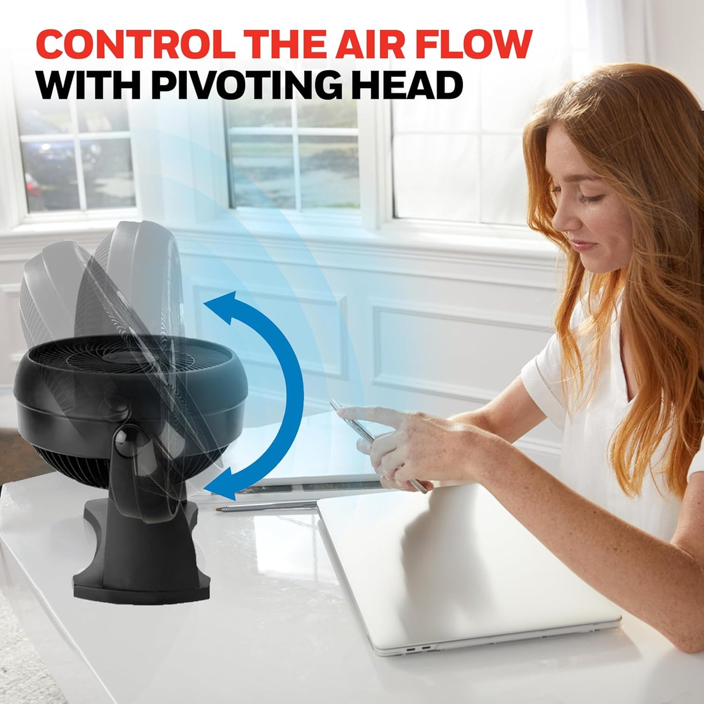 Honeywell TurboForce Small Quiet Table Fan with 3 Speeds & Pivoting Head for Home/Office