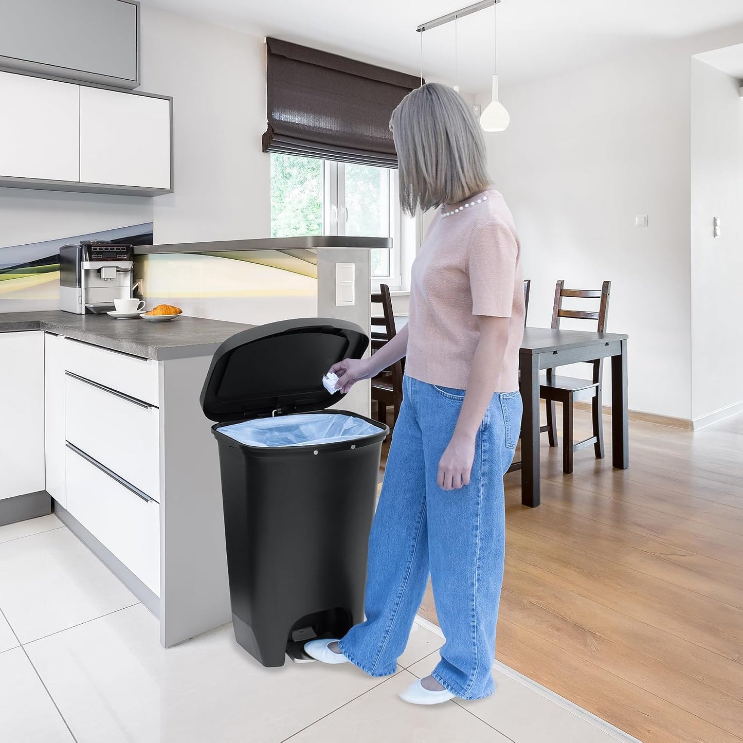 Glad Premium 13-Gallon Kitchen Trash Can with Clorox Odor Protection & Stainless Steel Foot Pedal