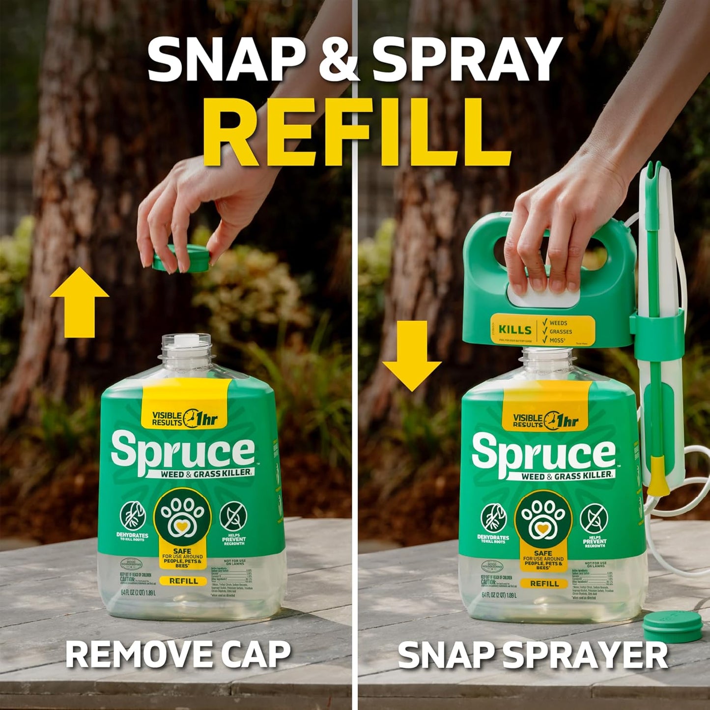 Versatile No-Mess Weed Killer Refill for Flower Beds & Driveways - Spruce (64 Oz)