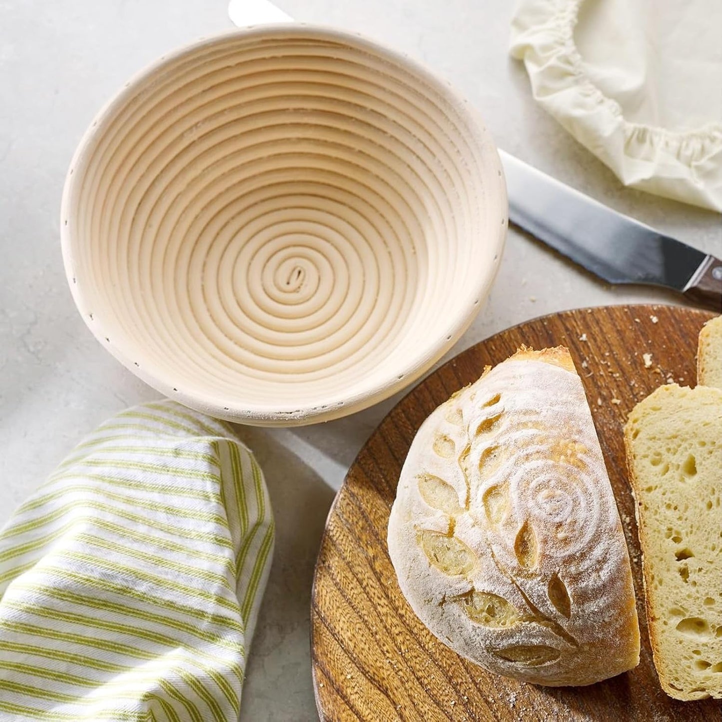 Dimpola 9-Inch Rattan Banneton Bread Proofing Basket Set of 2 - Perfect for Sourdough Proofing