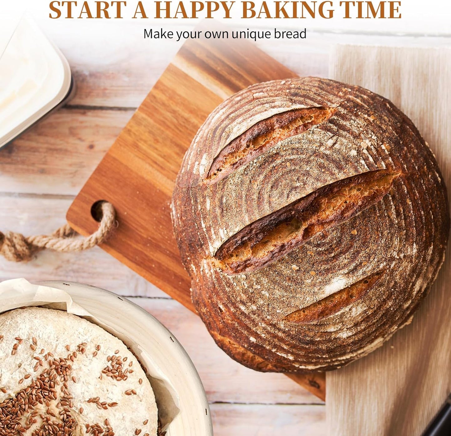 Dimpola 9-Inch Rattan Banneton Bread Proofing Basket Set of 2 - Perfect for Sourdough Proofing