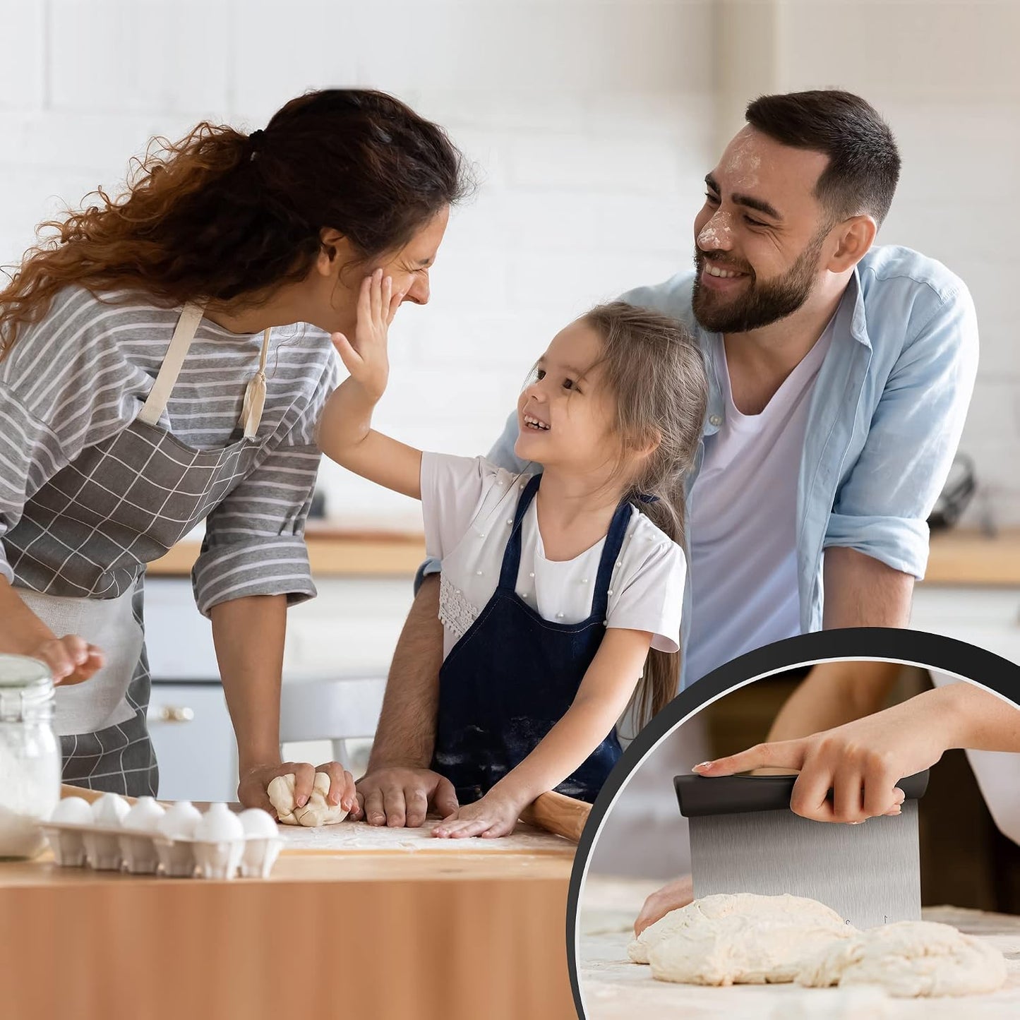 Rainspire Stainless Steel Dough Scraper & Pizza Cutter - Multi-Purpose Chopper for Baking Sheets & Veggies