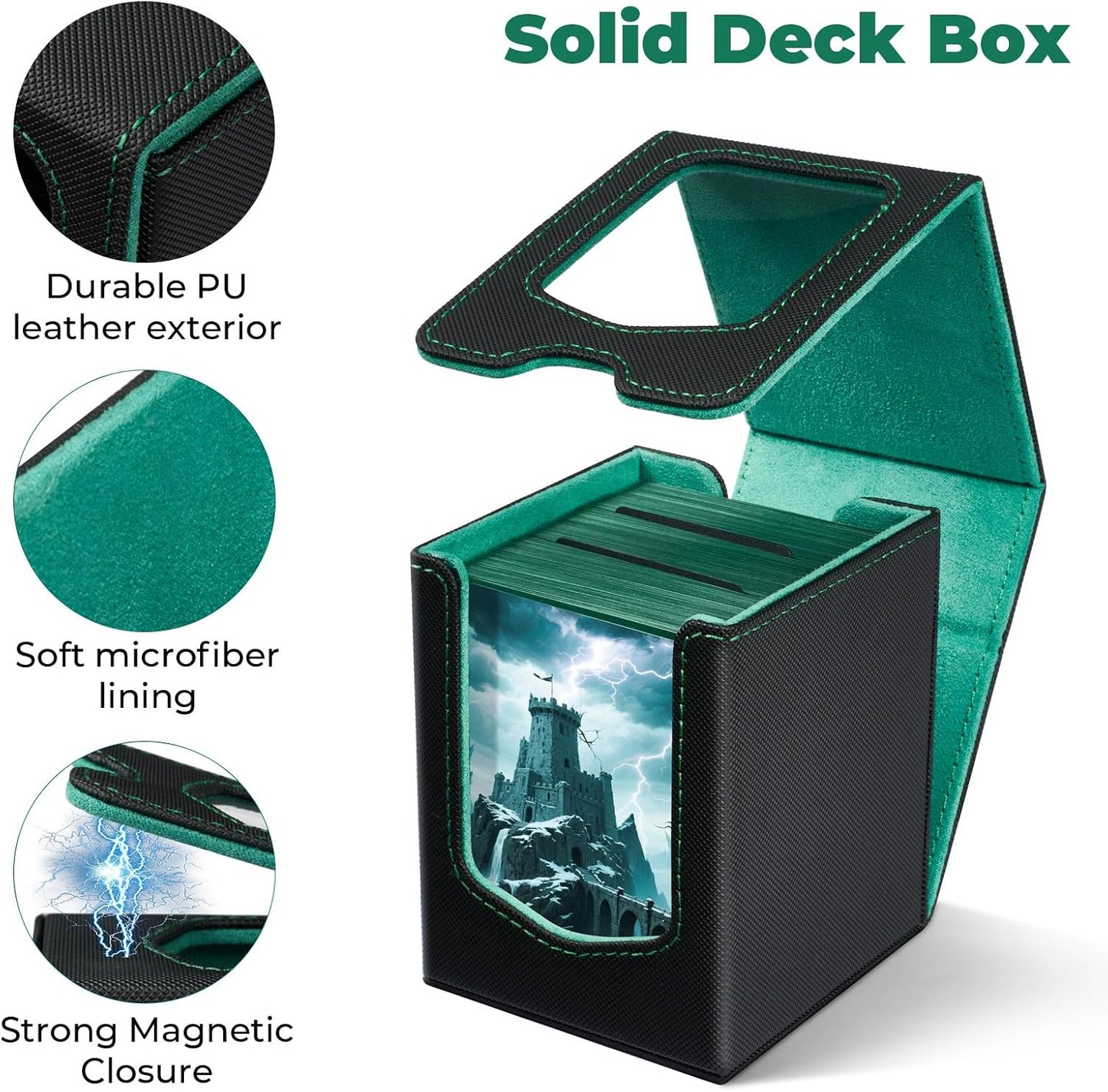 Fabmaker 4-Pack MTG Commander Deck Box - Magnetic Storage Case Holds 100 Double-Sleeved Cards