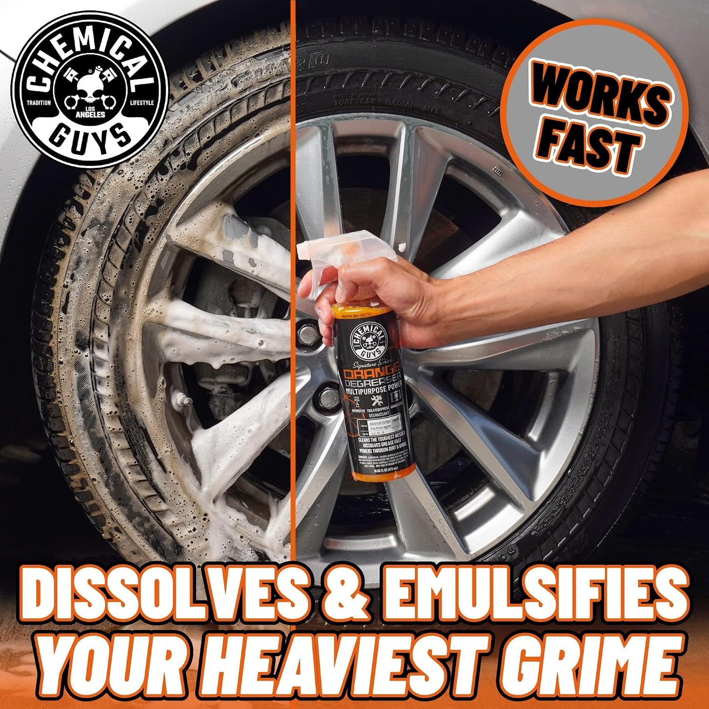 Chemical Guys Signature Series Orange Degreaser - Heavy Duty All Purpose Cleaner for Engines & Tires, 16 oz