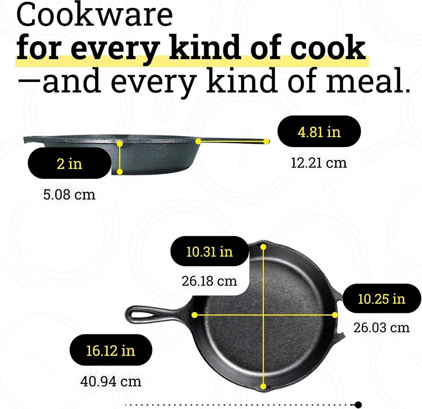 Lodge 10.25 Inch Cast Iron Skillet - Naturally Non-Stick & Oven Safe for Home & Camping