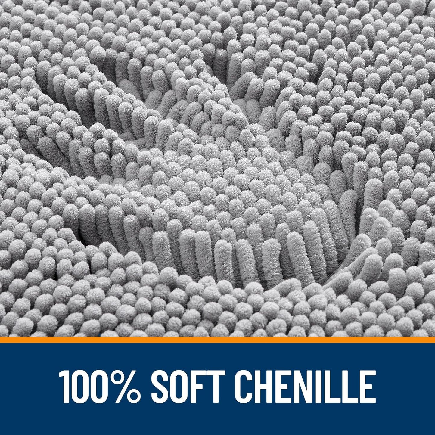 OLANLY Soft Chenille Bath Rug 30x20 - Absorbent Quick Dry Non-Slip Machine Washable Grey