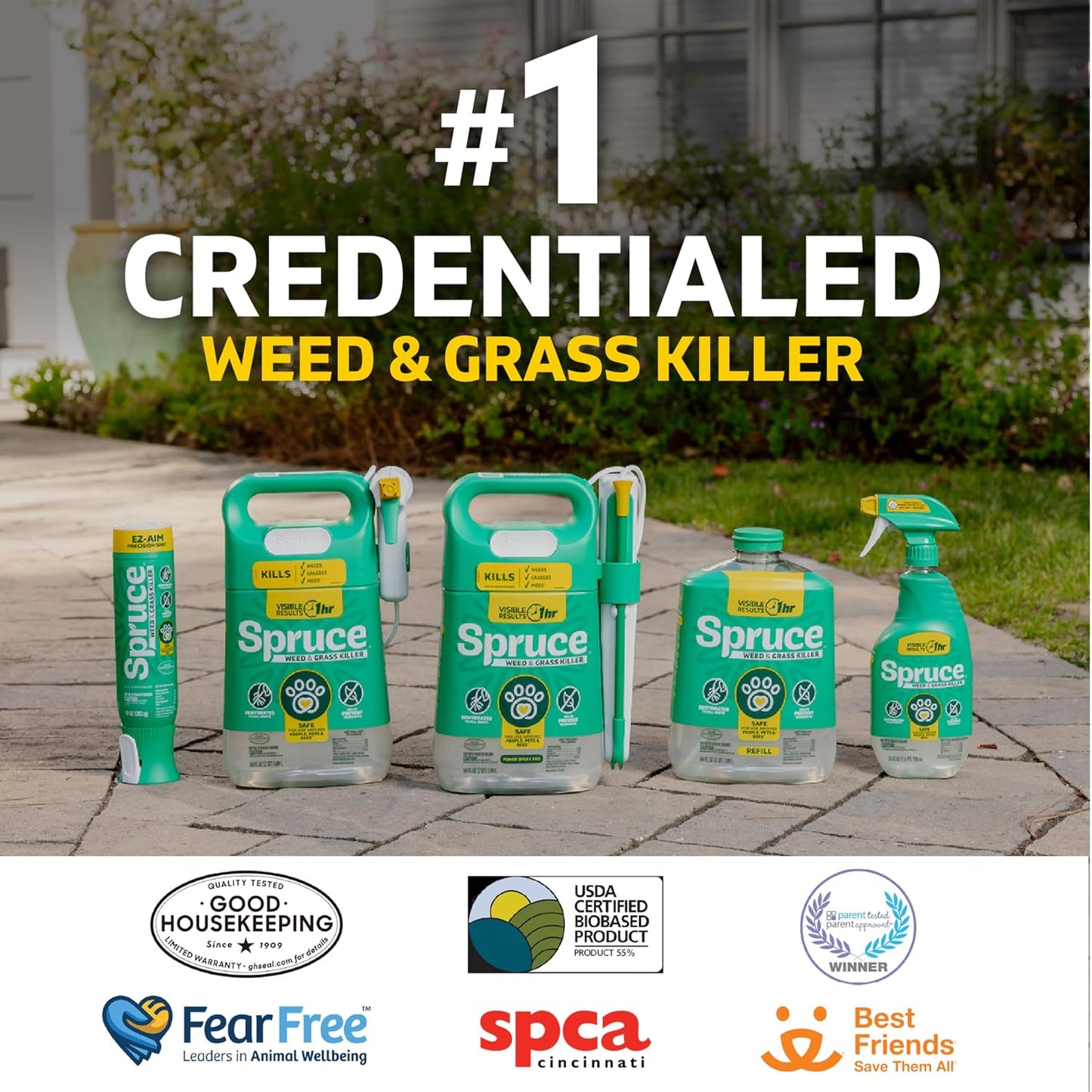 Versatile No-Mess Weed Killer Refill for Flower Beds & Driveways - Spruce (64 Oz)