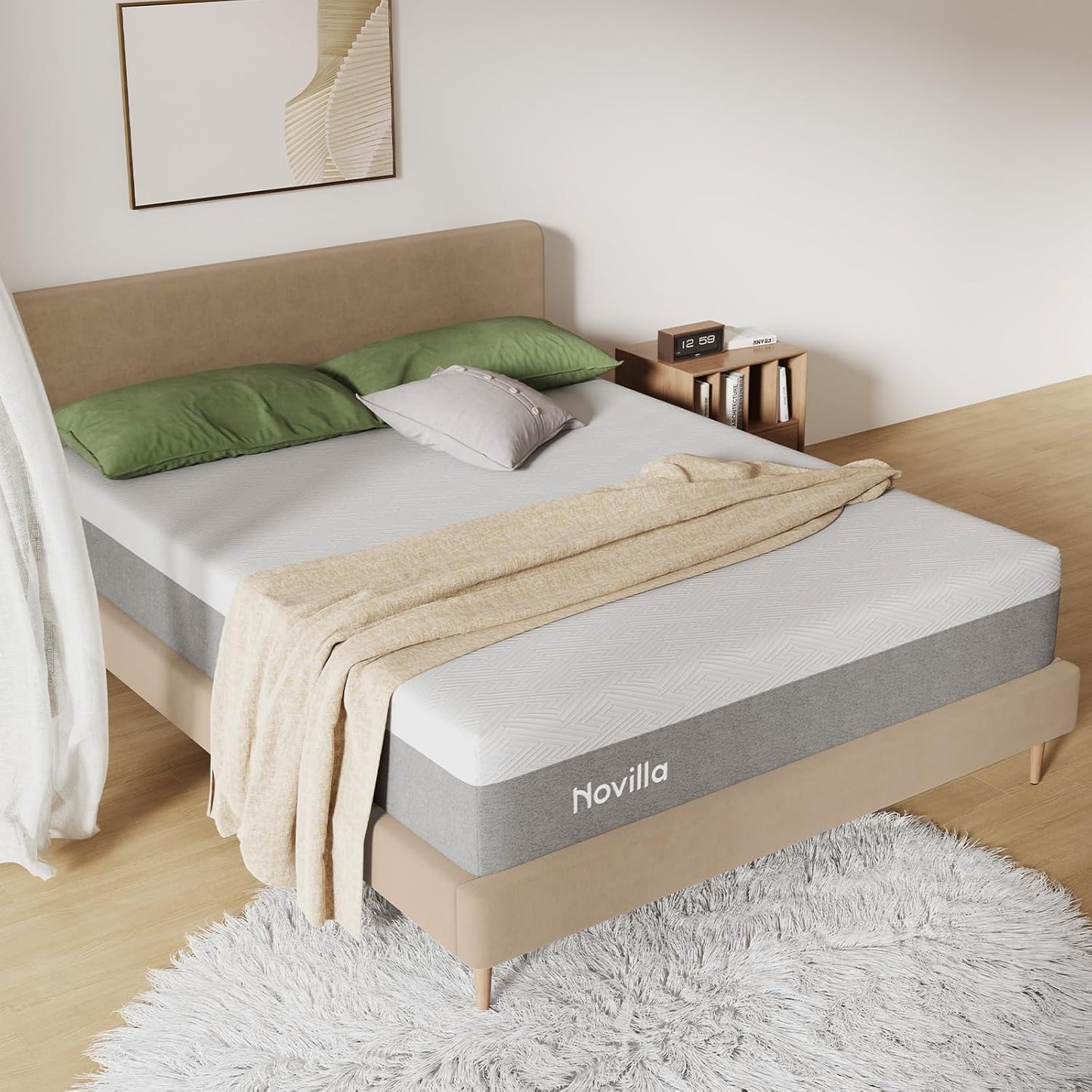 12 Inch Gel Memory Foam Queen Mattress for Cool Sleep & Spinal Support by Novilla