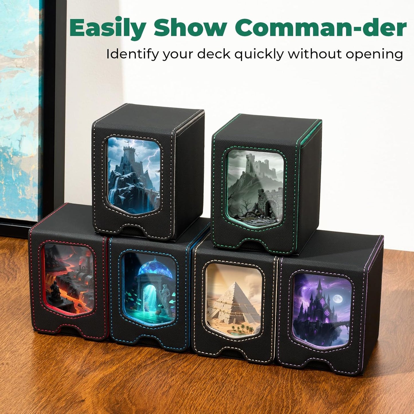 Fabmaker 4-Pack MTG Commander Deck Box - Magnetic Storage Case Holds 100 Double-Sleeved Cards