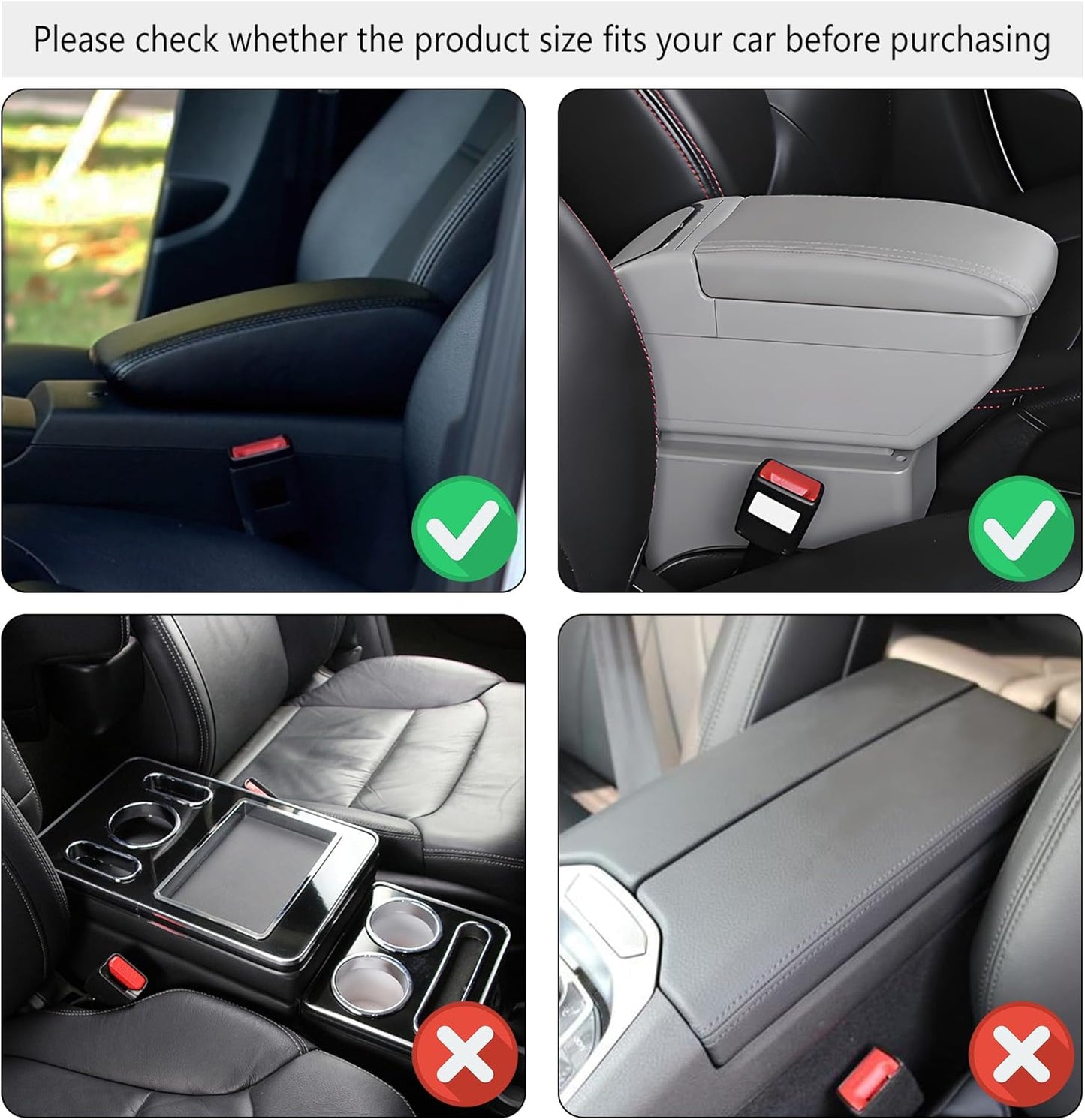 Stacool Universal Car Center Console Cover with 2 Storage Pockets - Premium Microfiber Leather Armrest Cushion for Comfort & Organization