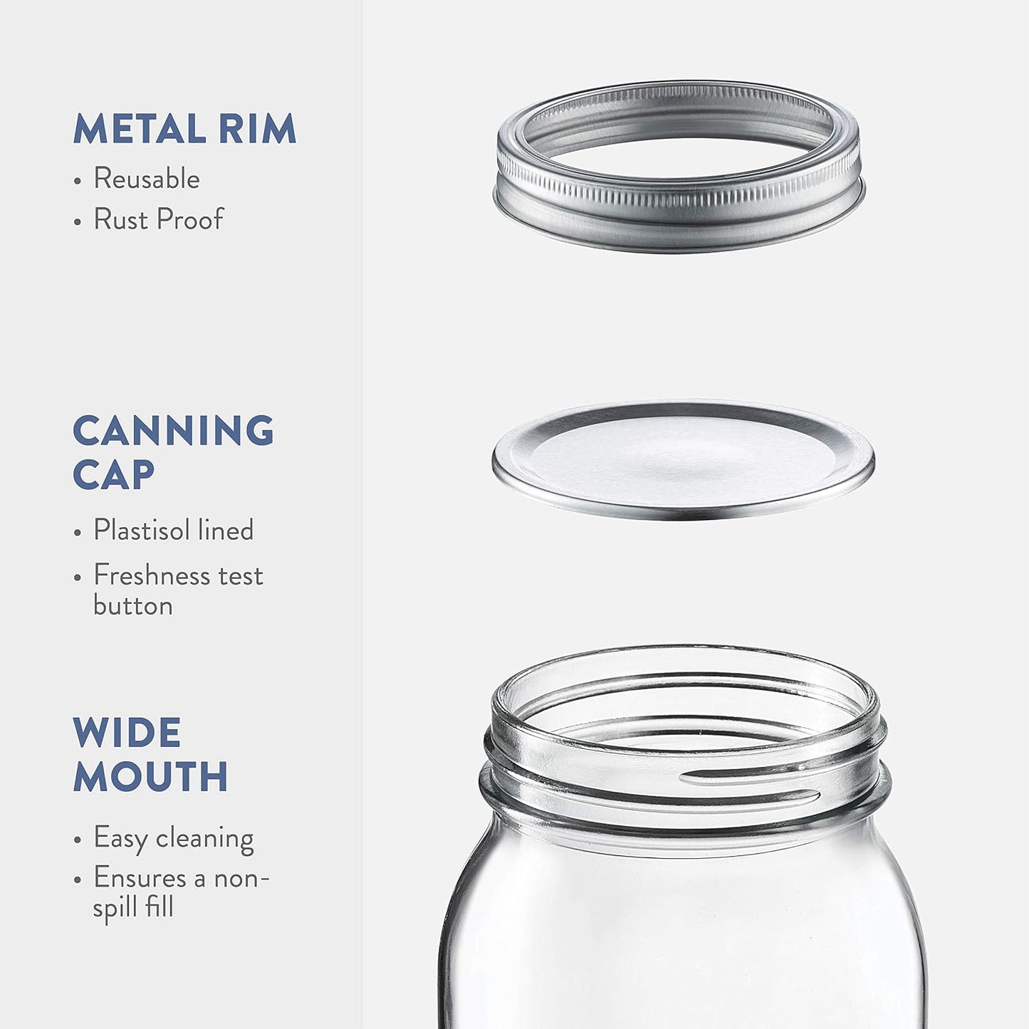 Paksh Novelty Wide Mouth Mason Jars 32 Oz - 2-Pack for Canning & Meal Prep