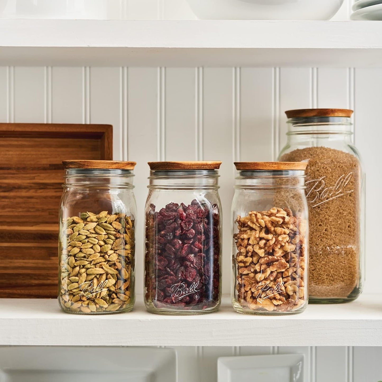 Ball Wooden Wide Mouth Jar Lids - 5 Pack Airtight Storage Lids