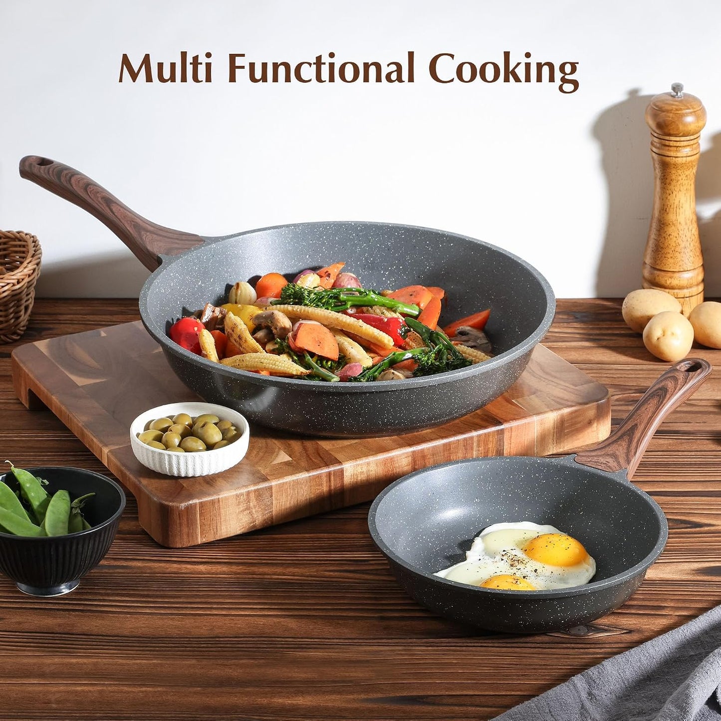 SENSARTE Healthy Nonstick Omelette Pan - Swiss Granite Coating, PFOA-Free (9.5")