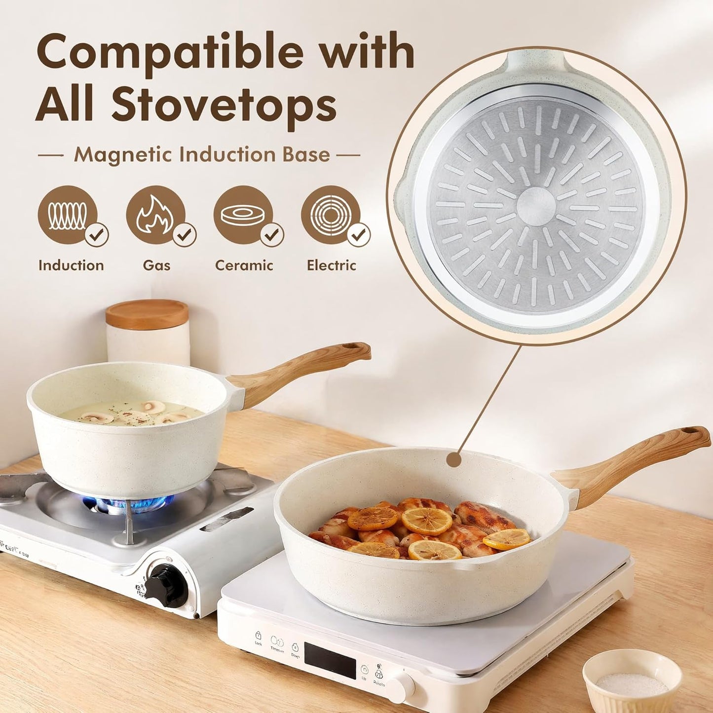 SENSARTE 13-Piece Nonstick Ceramic Cookware Set - Healthy Pots & Pans with Stay-Cool Handles