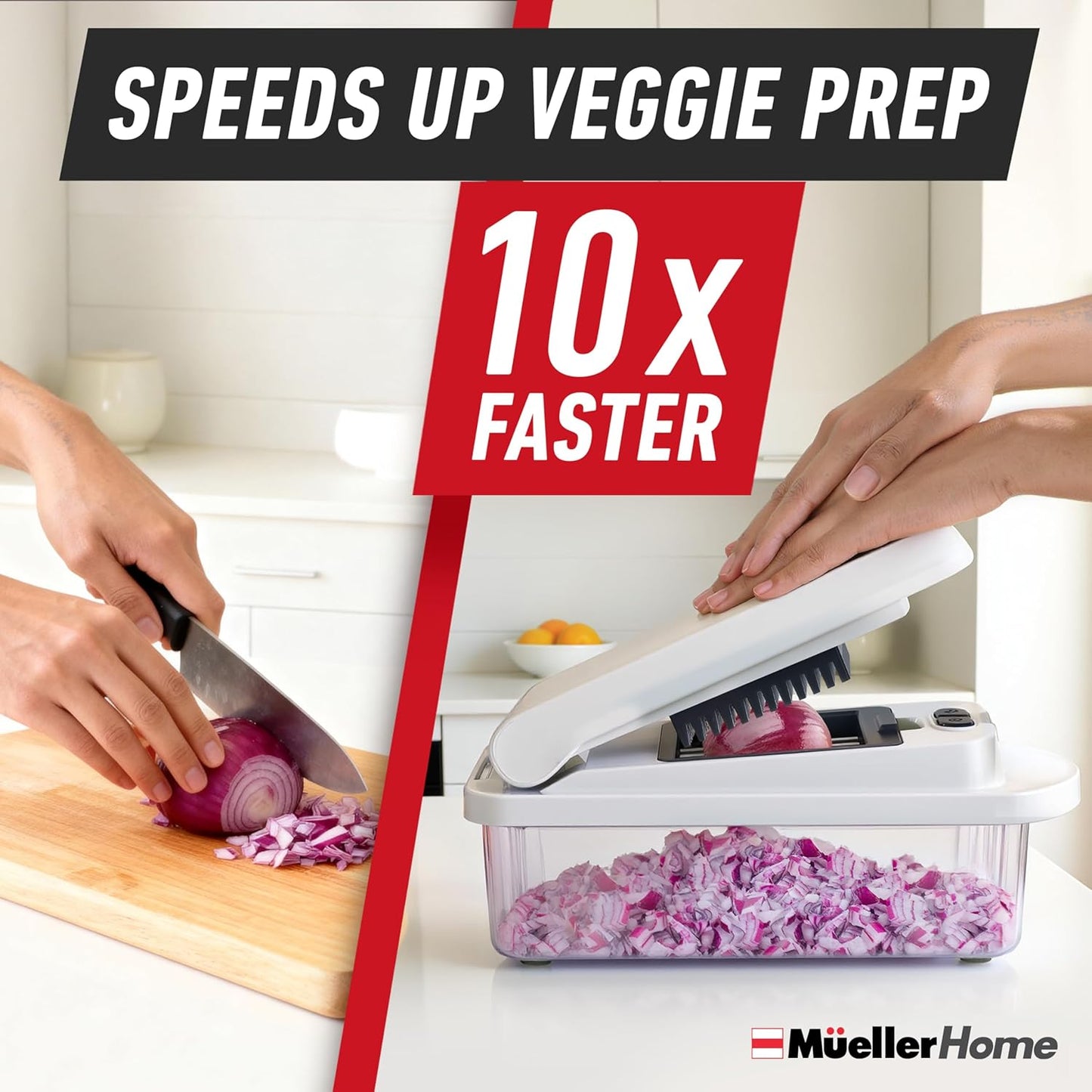 Mueller Pro Chopper - 8 Blade Vegetable Mandoline Slicer & Food Chopper with Container
