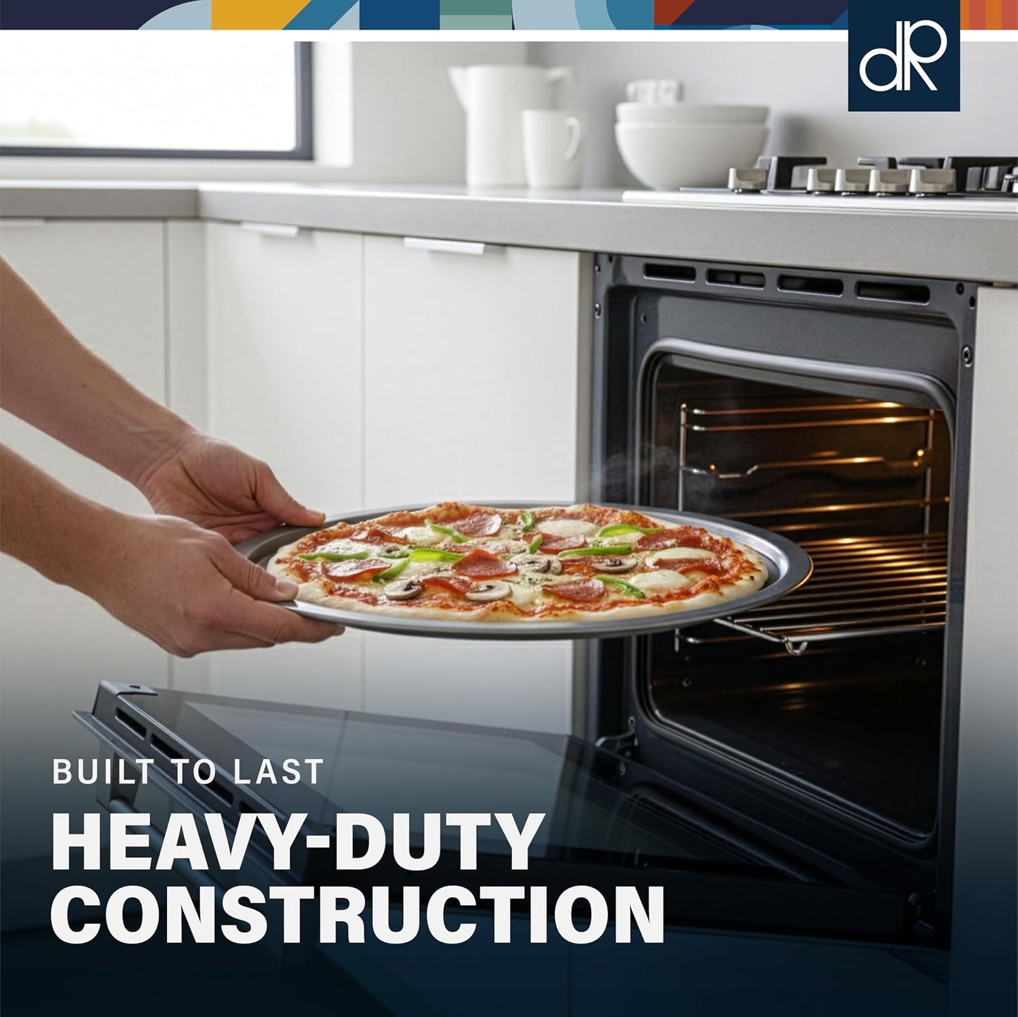 DecorRack 13-Inch Non-Stick Pizza Pan Set - 2-Pack Heavy-Duty Oven Tray