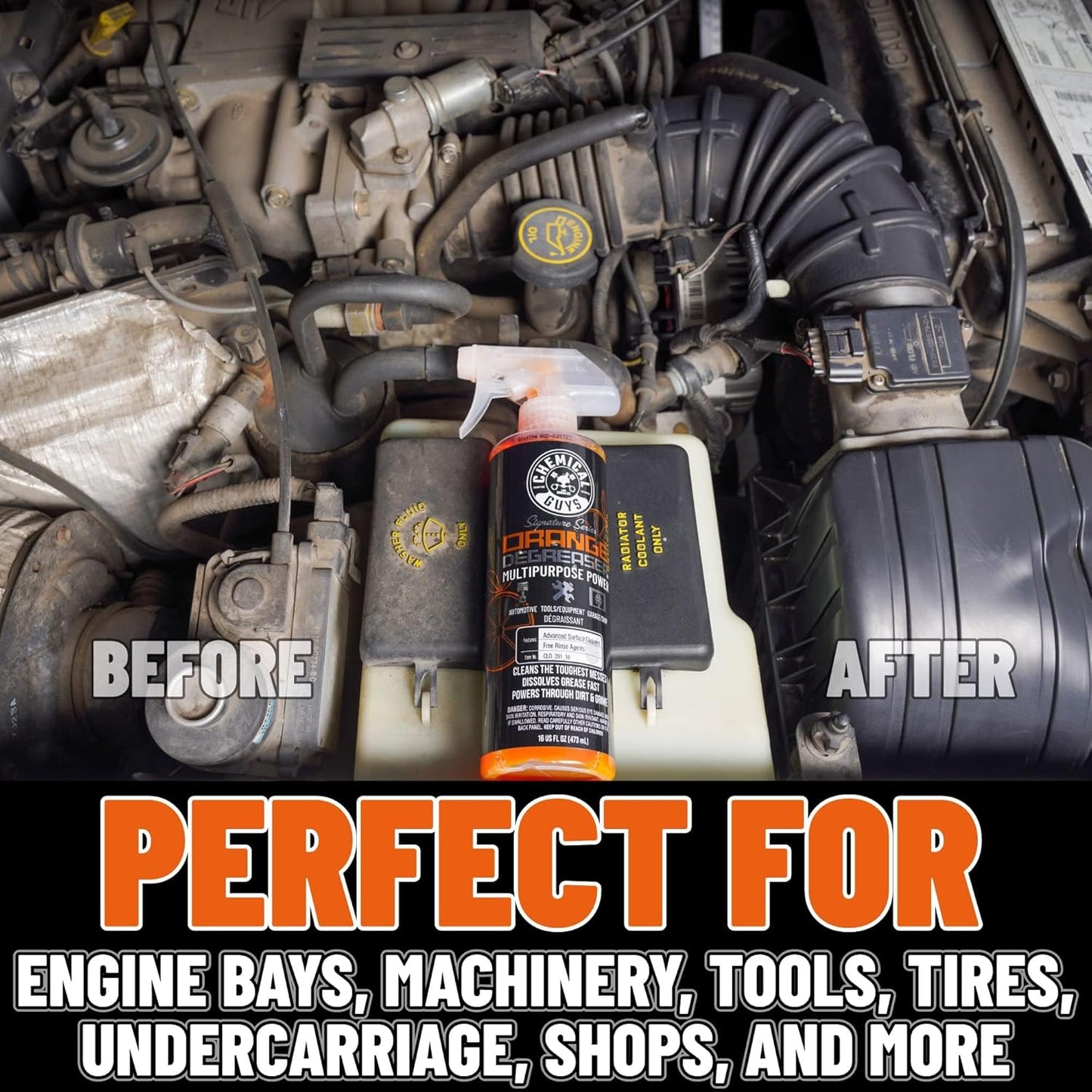 Chemical Guys Signature Series Orange Degreaser - Heavy Duty All Purpose Cleaner for Engines & Tires, 16 oz