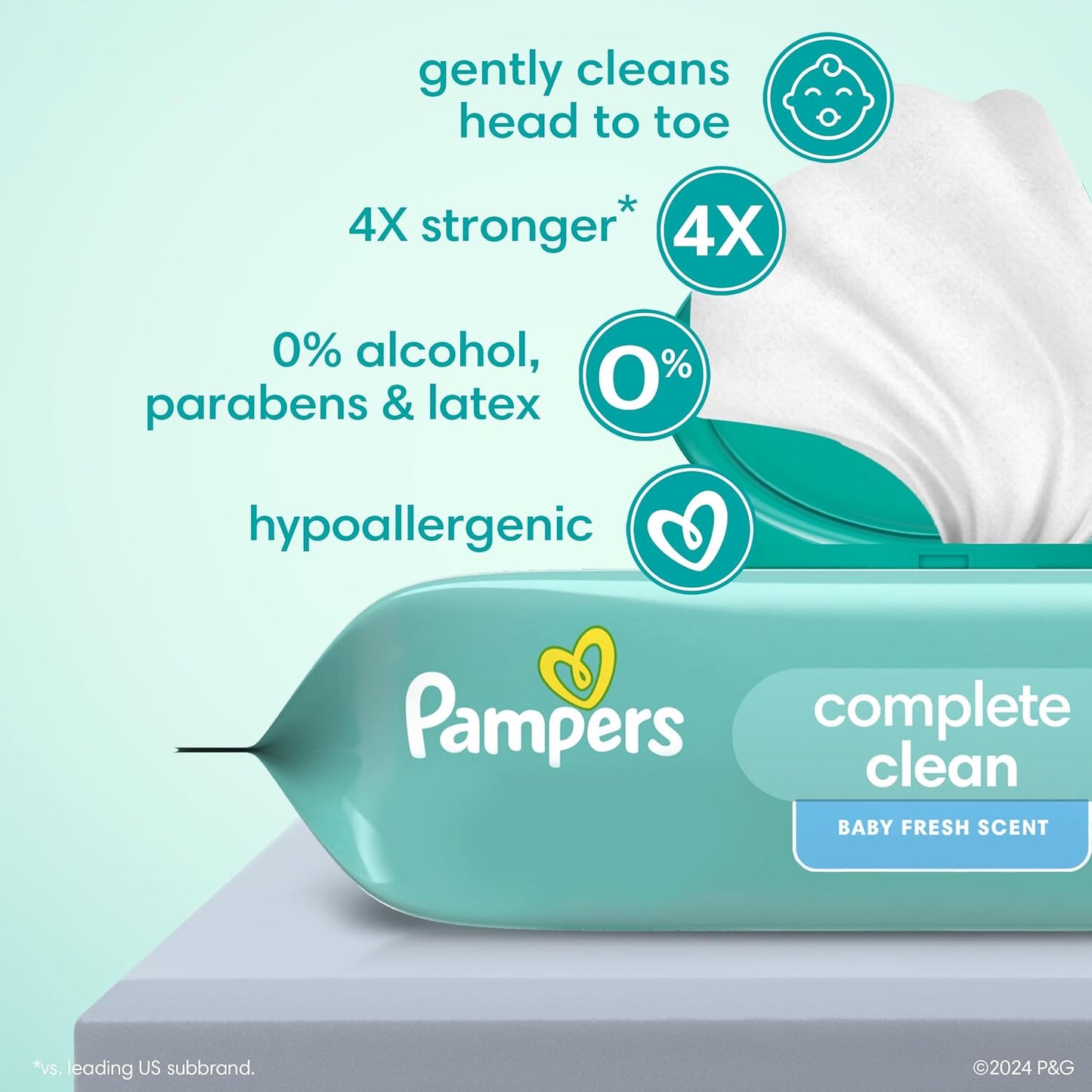 Pampers Baby Wipes - Gentle Head-to-Toe Clean with Baby Fresh Scent, 72 Count