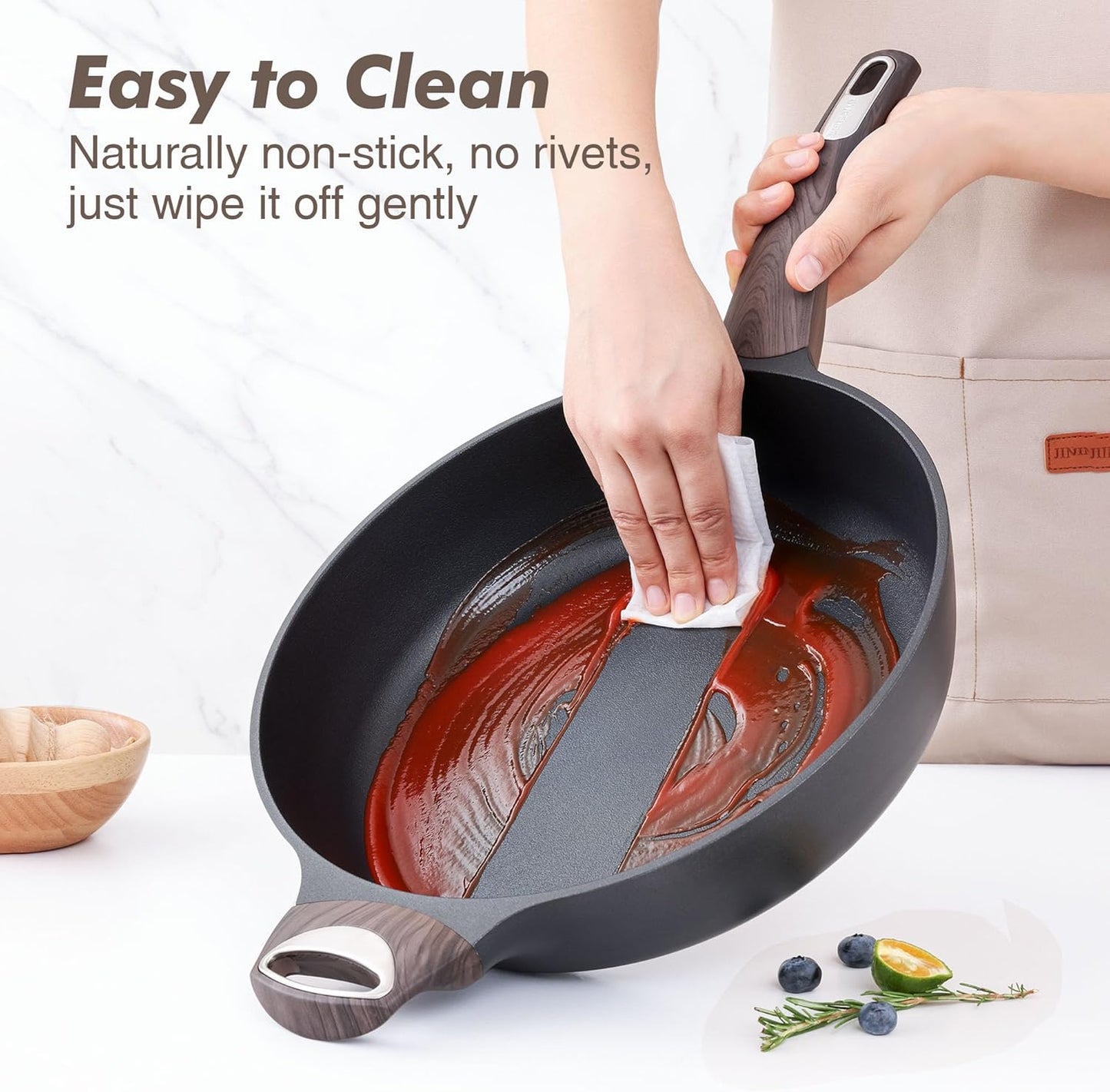 SENSARTE 12 Inch Nonstick Saute Pan with Lid - Healthy PFOA-Free Aluminum Skillet for Induction & All Stovetops