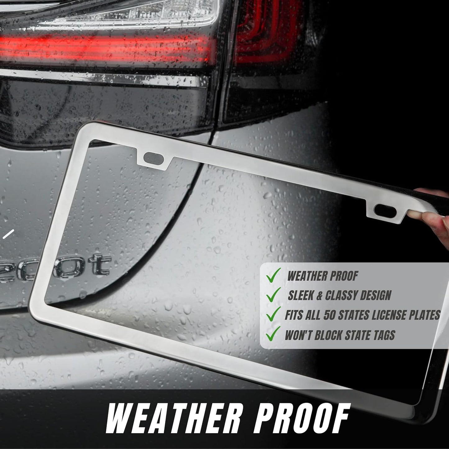 SunplusTrade Slim Stainless Steel License Plate Frame - Rust-Free & Chrome Finish