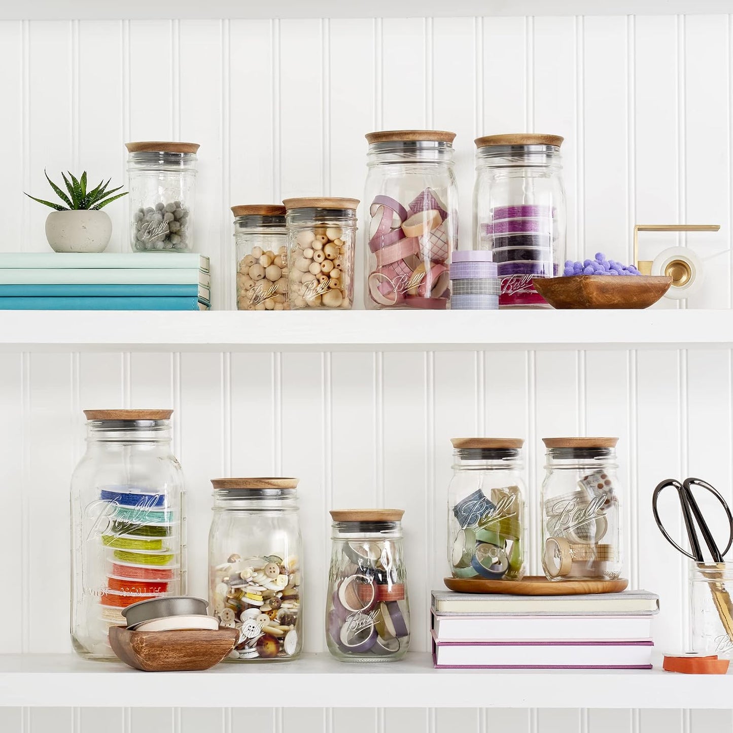 Ball Wooden Wide Mouth Jar Lids - 5 Pack Airtight Storage Lids