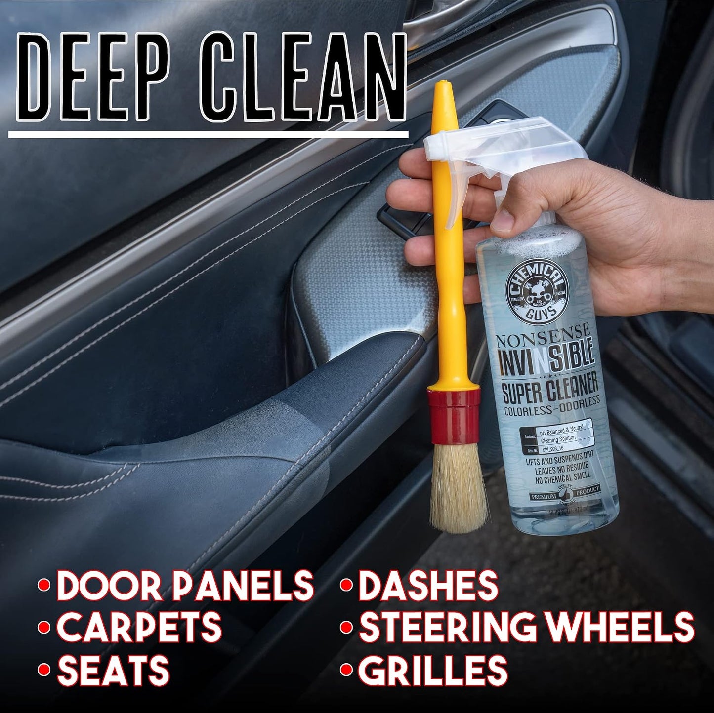 Chemical Guys Nonsense Odorless All-Purpose Car Cleaner - Foaming Deep Clean for Vinyl/Rubber/Plastic, 16 oz