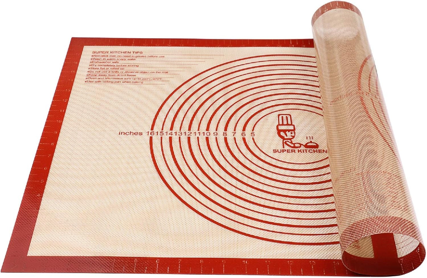 Extra Large Non-Slip Silicone Pastry Mat 28"x20" - Premium Safe for Baking & Dough Rolling by Folksy Super Kitchen
