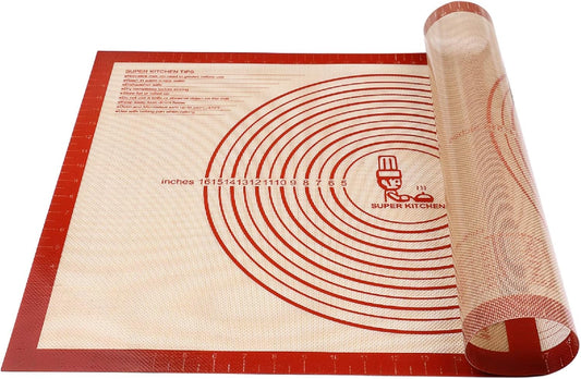 Extra Large Non-Slip Silicone Pastry Mat 28"x20" - Premium Safe for Baking & Dough Rolling by Folksy Super Kitchen