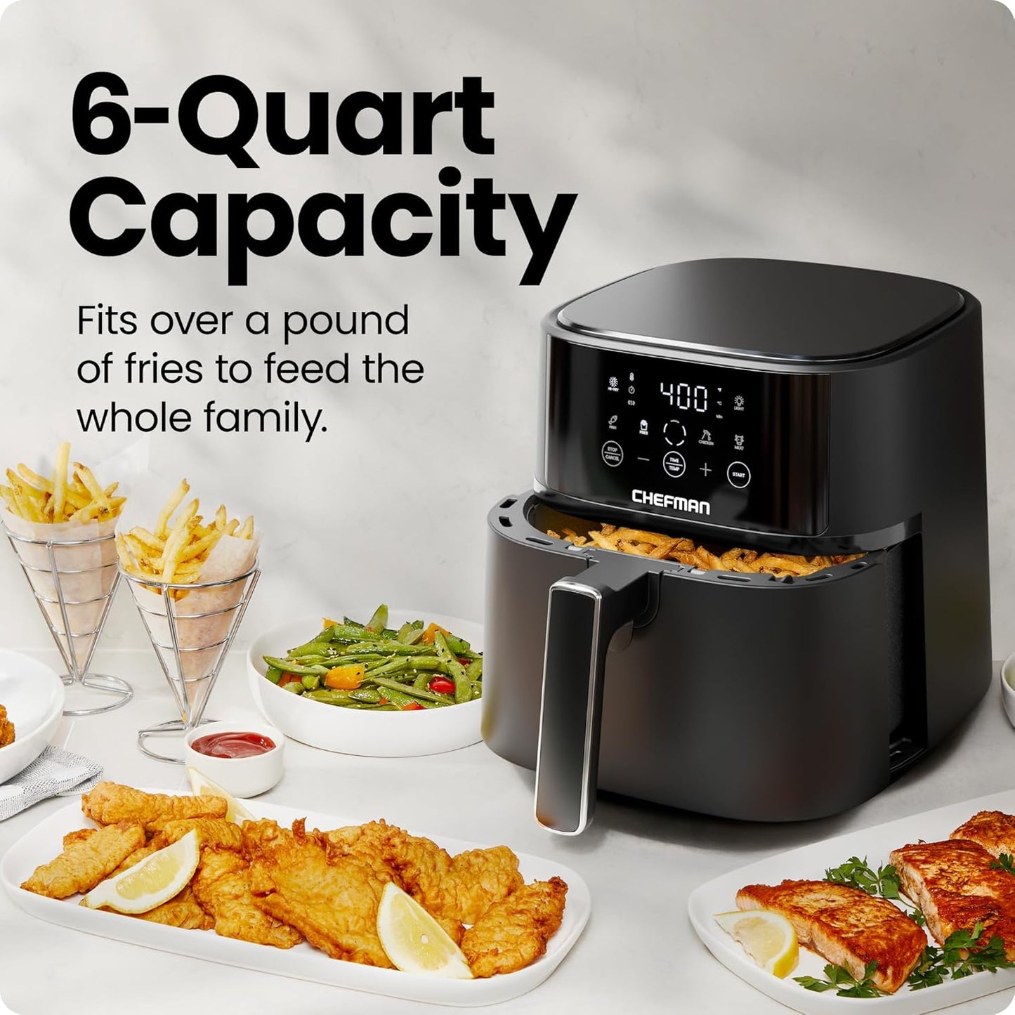 Chefman Compact Air Fryer - 6 Quart Hi-Fry & Touch Controls for Quick Meals