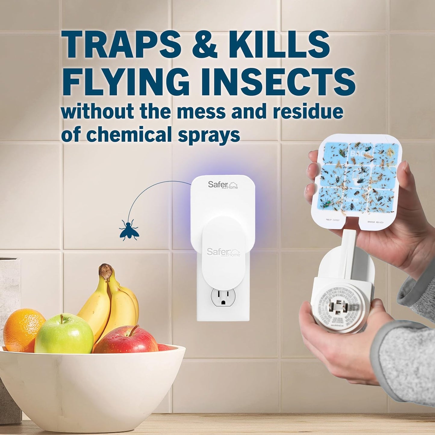Safer Indoor Plug-In Fruit Fly & Gnat Trap - Chemical-Free 24/7 Protection