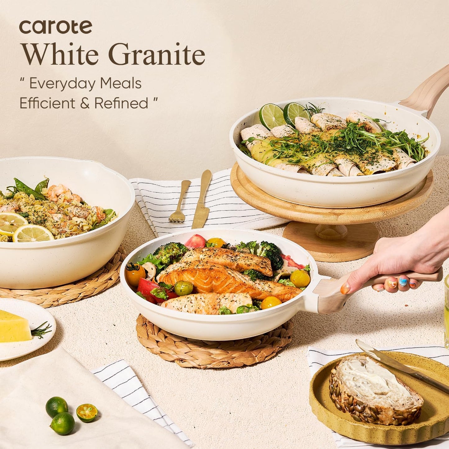 CAROTE 14-Piece Nonstick Cookware Set - Die-Cast Aluminum Pots & Pans for Induction & Gas Stoves