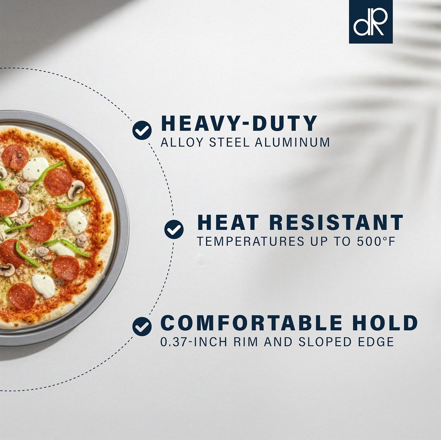 DecorRack 13-Inch Non-Stick Pizza Pan Set - 2-Pack Heavy-Duty Oven Tray