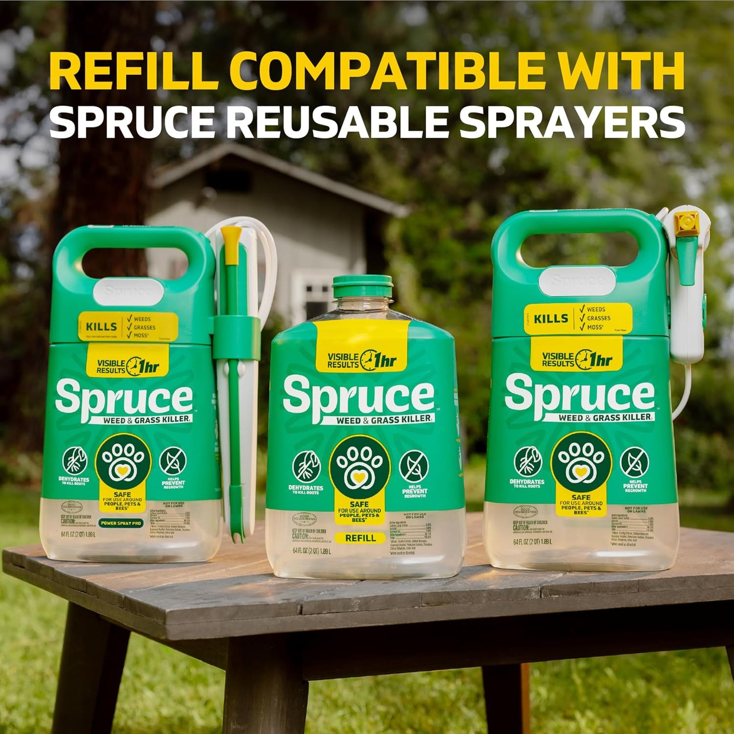 Versatile No-Mess Weed Killer Refill for Flower Beds & Driveways - Spruce (64 Oz)