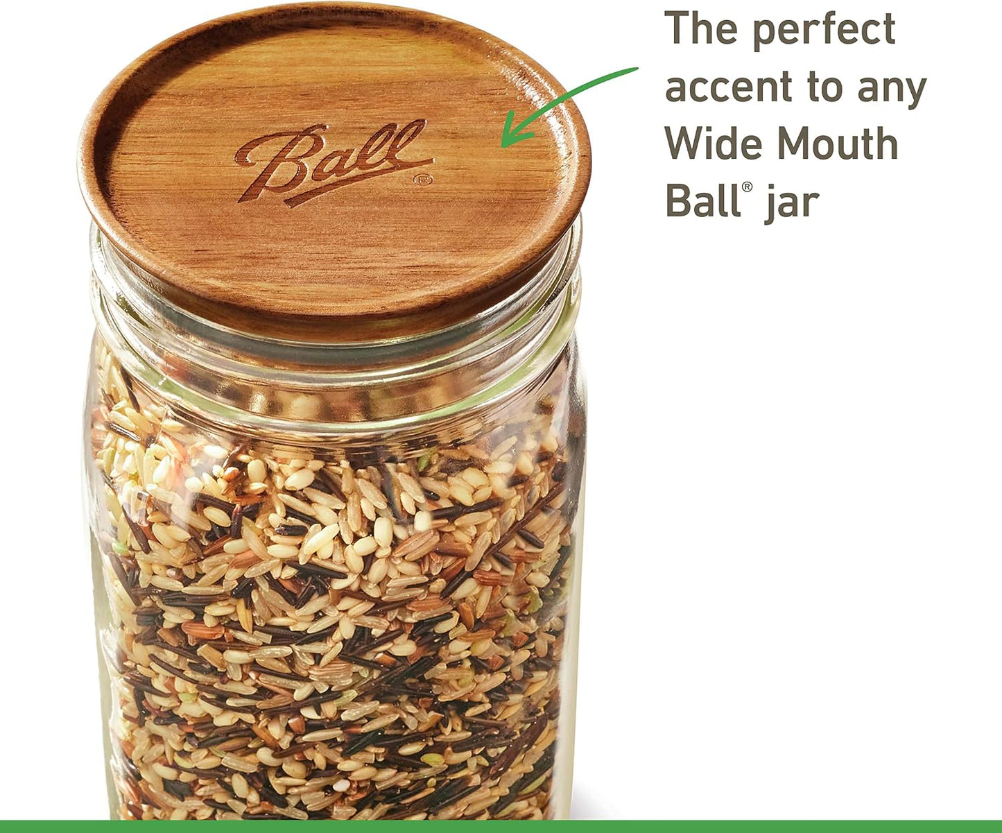 Ball Wooden Wide Mouth Jar Lids - 5 Pack Airtight Storage Lids