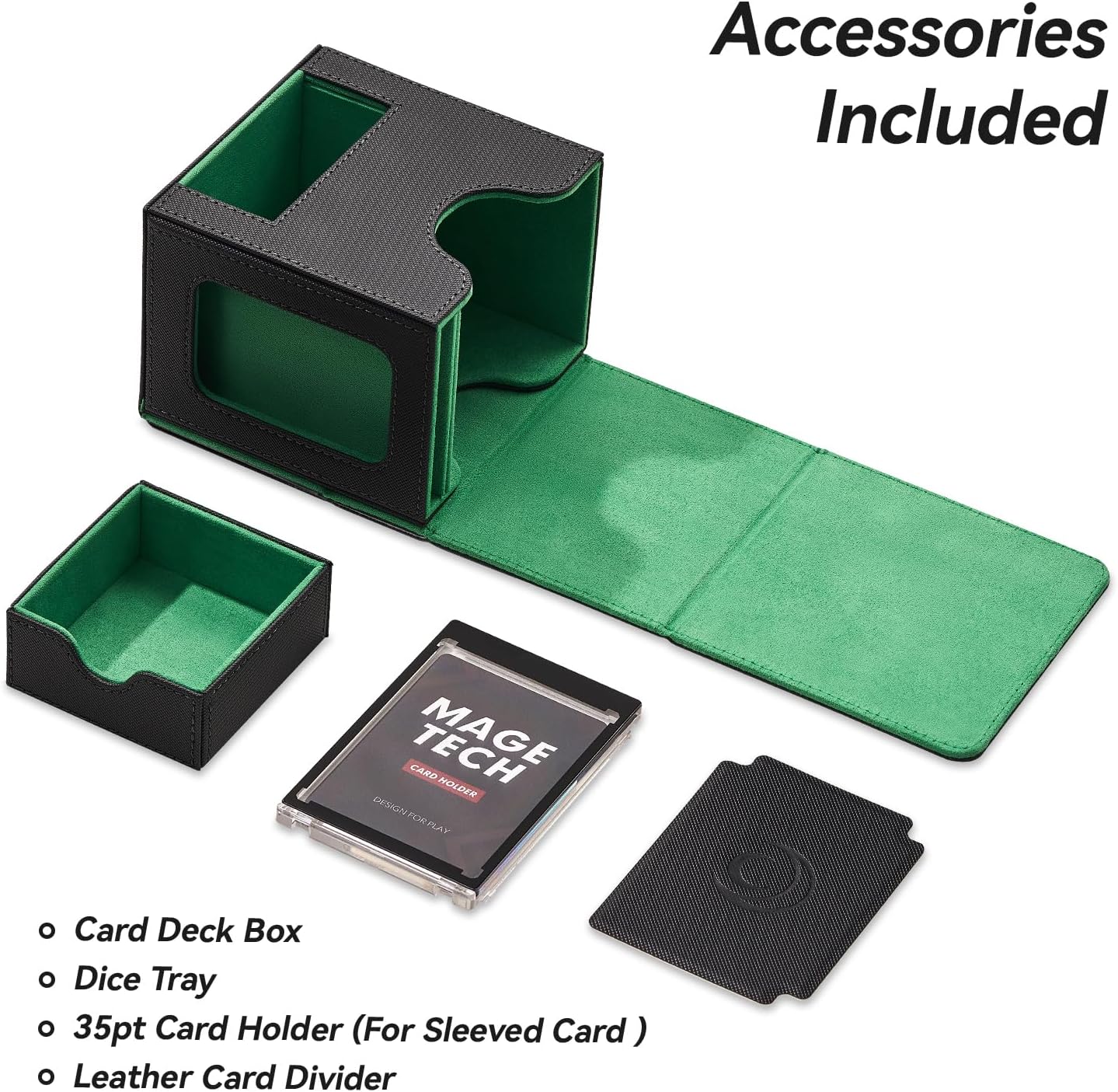 Mage Tech MTG Commander Deck Box for 100 Double-Sleeved Cards - Patented Design, Dice Tray