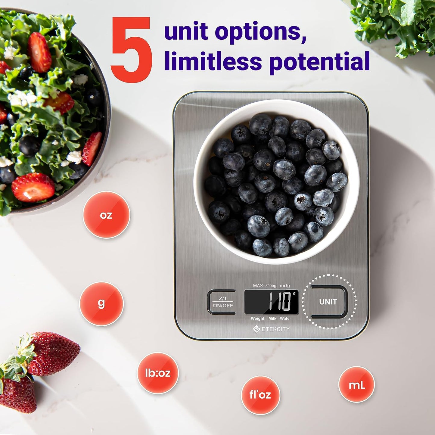 Etekcity Digital Kitchen Scale for Weight Loss & Baking - Model EK6015