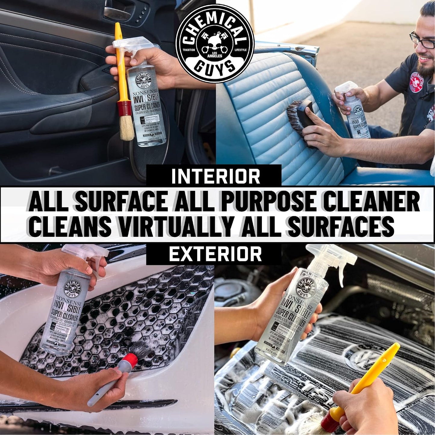 Chemical Guys Nonsense Odorless All-Purpose Car Cleaner - Foaming Deep Clean for Vinyl/Rubber/Plastic, 16 oz
