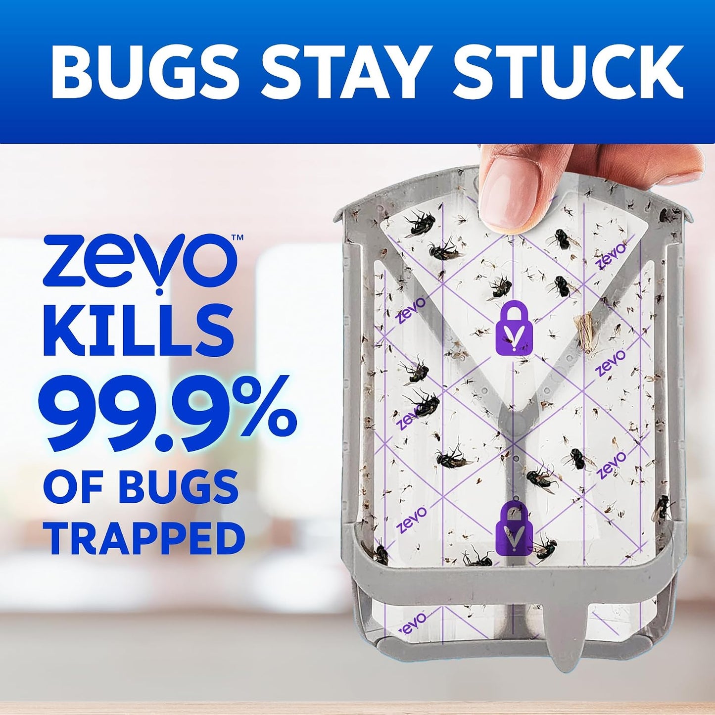 Zevo Official Fly Trap Refills (4 Count) - No Fragrance, Blue Light Lures Gnats & Flies