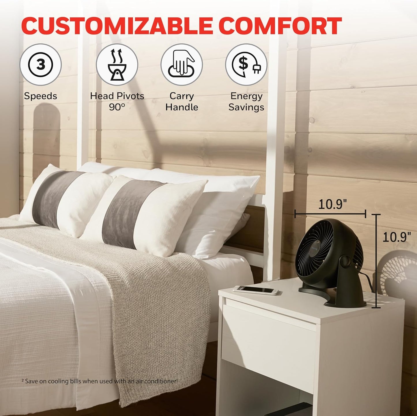 Honeywell TurboForce Small Quiet Table Fan with 3 Speeds & Pivoting Head for Home/Office