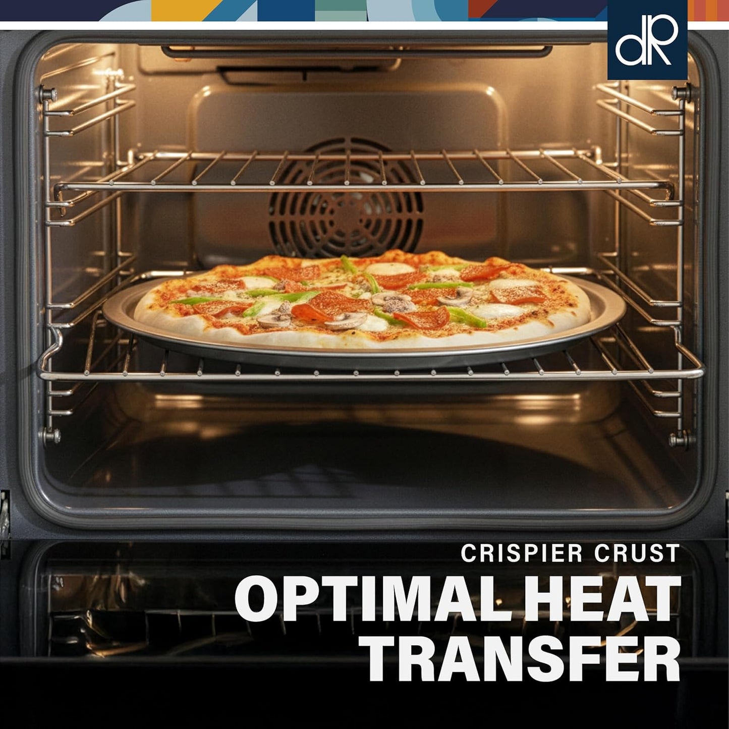 DecorRack 13-Inch Non-Stick Pizza Pan Set - 2-Pack Heavy-Duty Oven Tray