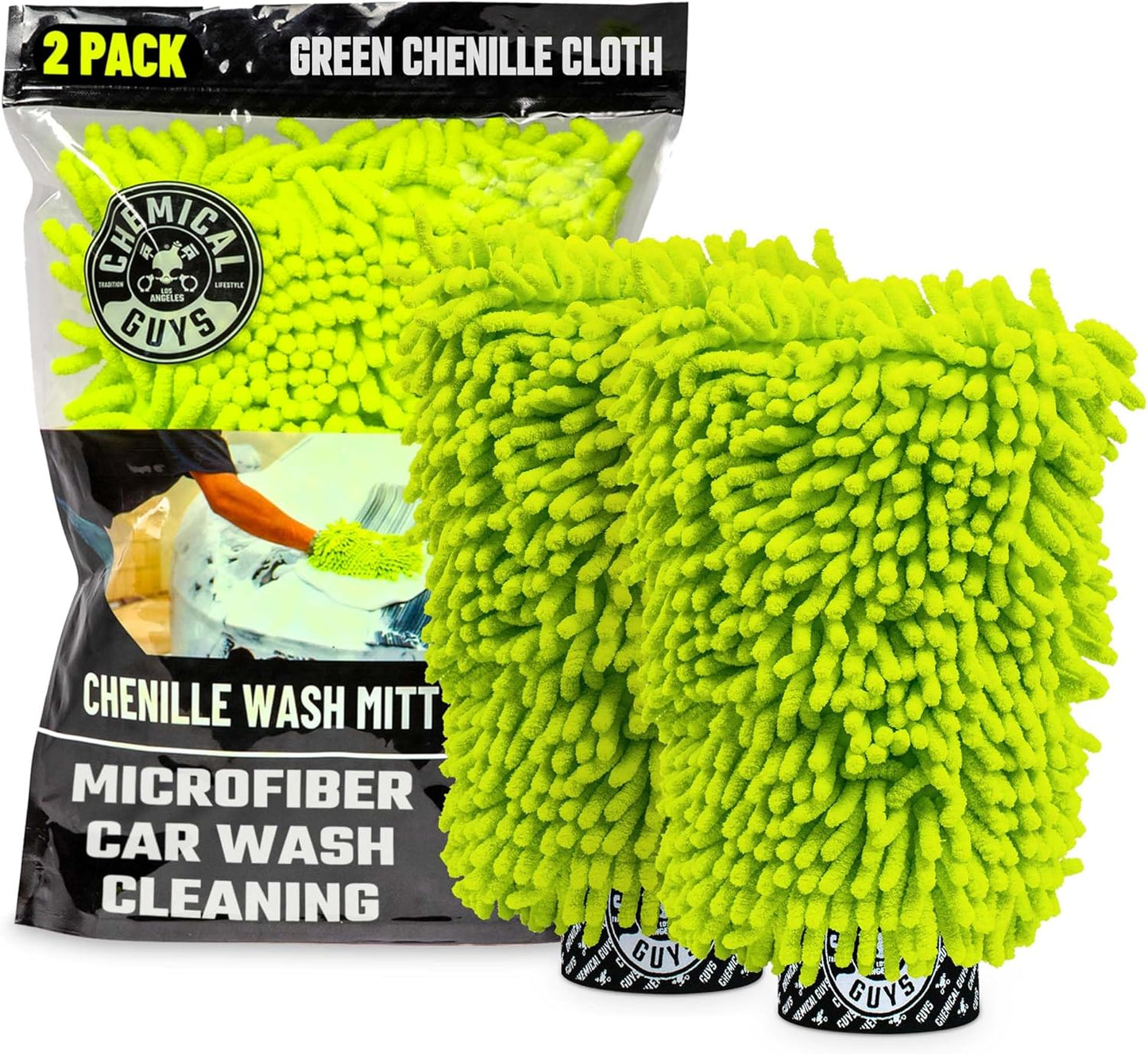 Chemical Guys Premium Scratch-Free Microfiber Car Wash Mitts (2-Pack) - Safe for Cars, Trucks & Motorcycles