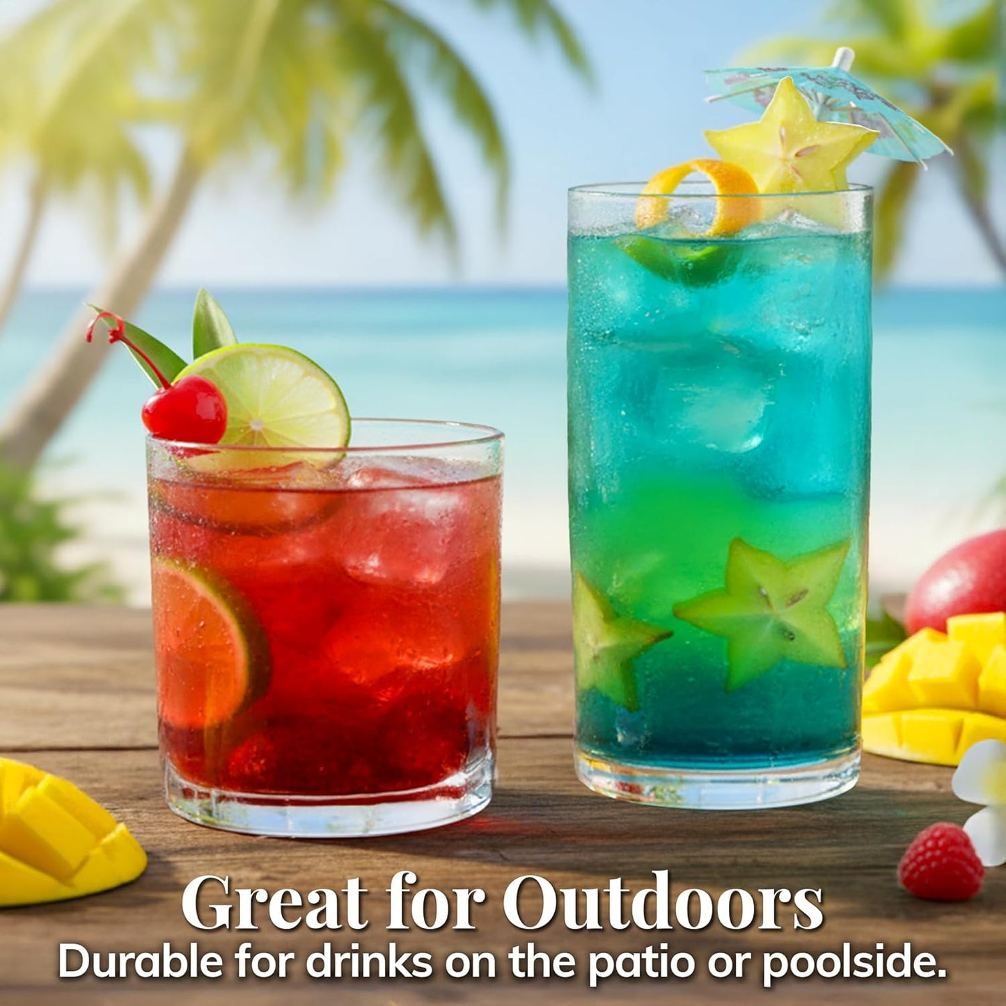 US Acrylic Classic Clear Plastic Reusable Drinking Glasses Set (4x12oz + 4x16oz) BPA-Free Dishwasher Safe