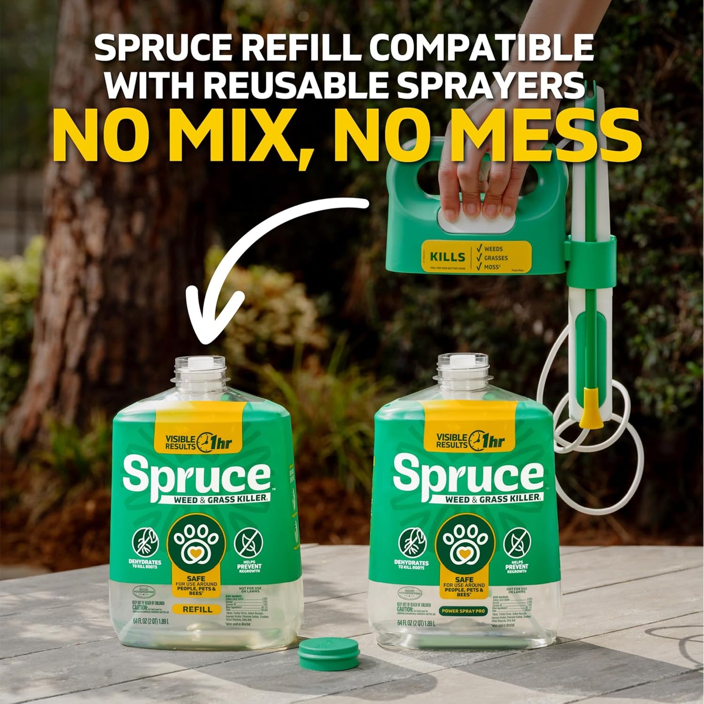 Versatile No-Mess Weed Killer Refill for Flower Beds & Driveways - Spruce (64 Oz)