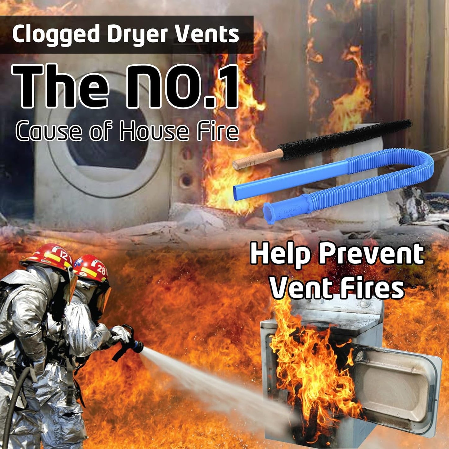 PetOde 2-Piece Dryer Vent Cleaner Kit - Universal Vacuum Attachment & Lint Brush