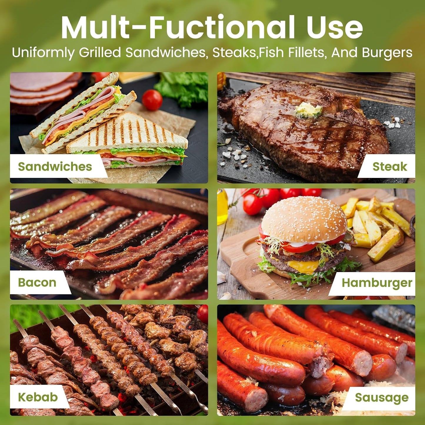 Whaleme Cast Iron Burger Press Set - 7" Round & 8x4" Rectangle Grill Press for Blackstone Griddle