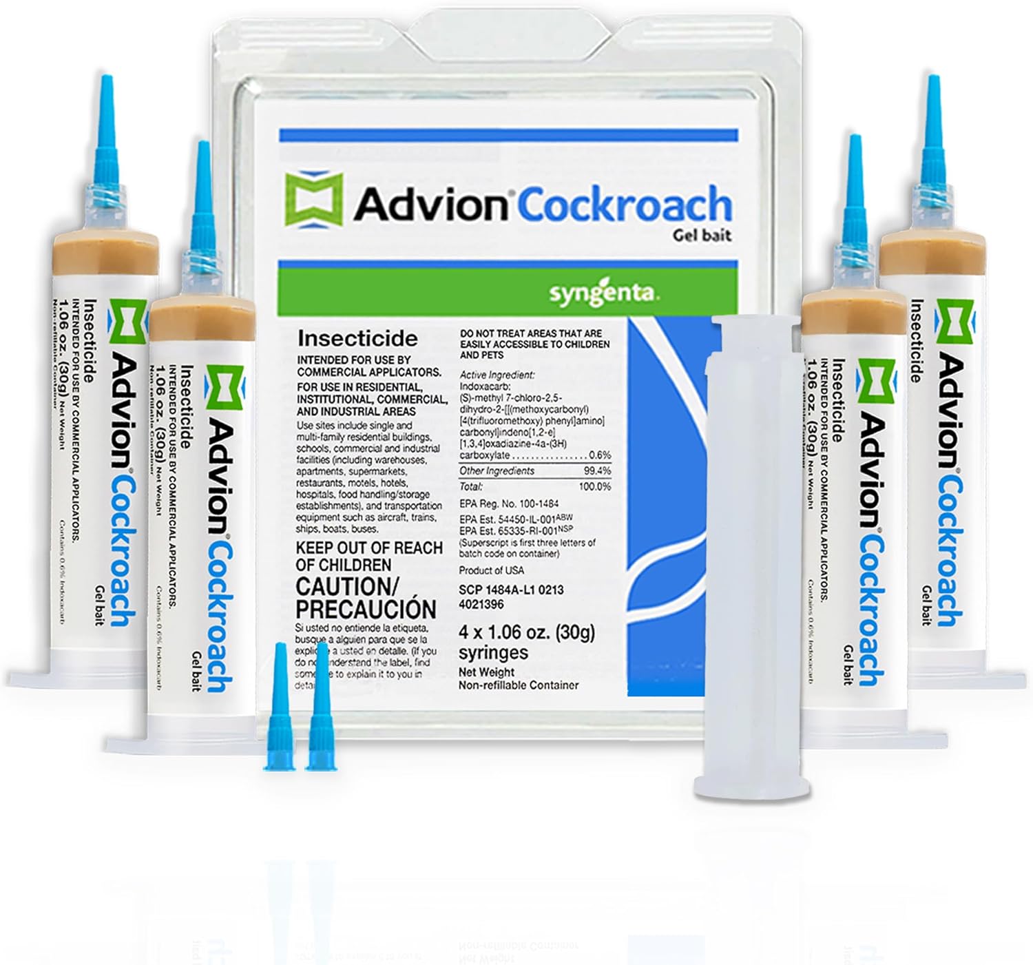 Advion Cockroach Gel Bait - Syngenta Roach Killer, 4 Tubes x 30g