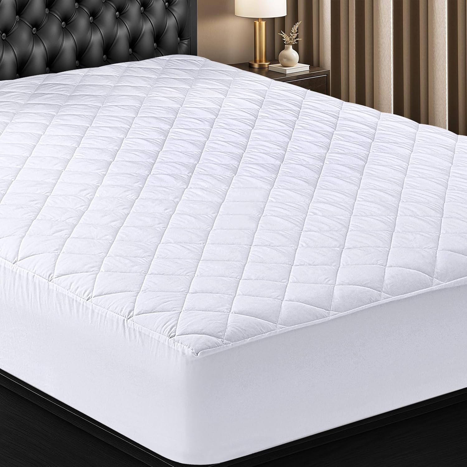 Utopia Bedding Quilted Fitted Mattress Pad - Queen Size (Up to 16" Deep Pocket) Machine Washable