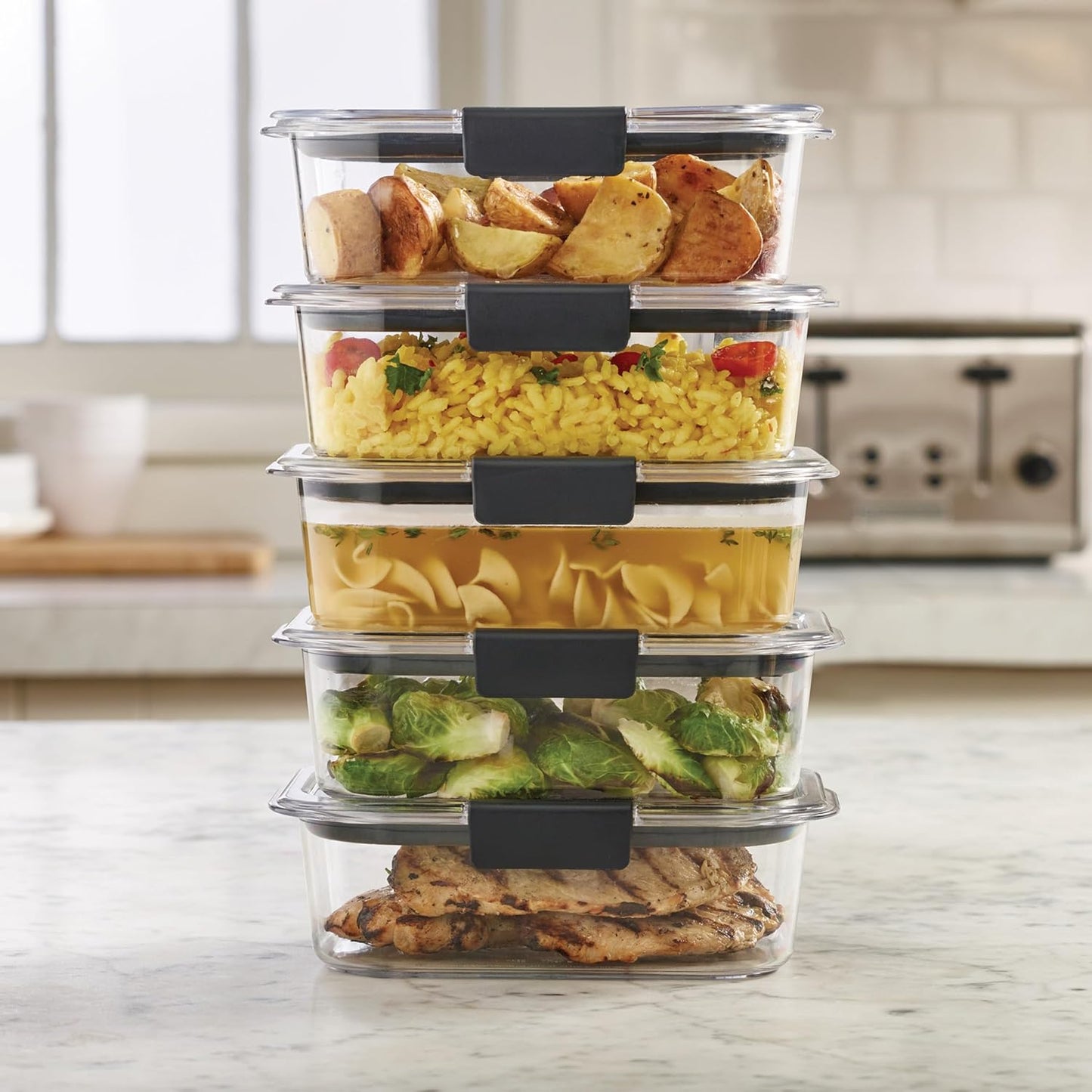 Rubbermaid Brilliance Tritan Airtight Food Storage Containers - Leak-proof Set of 5 (3.2 Cup) for Meal Prep