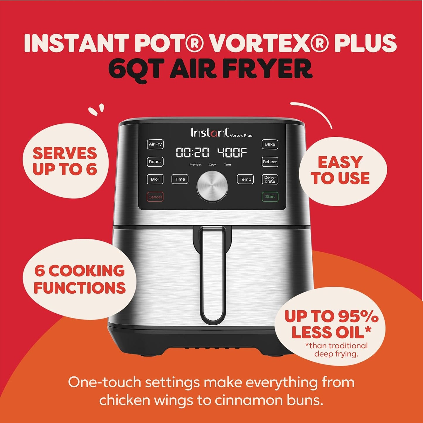 Instant Pot Vortex Plus 6-Quart Air Fryer - 6-in-1 Multi-Cooker with EvenCrisp Technology